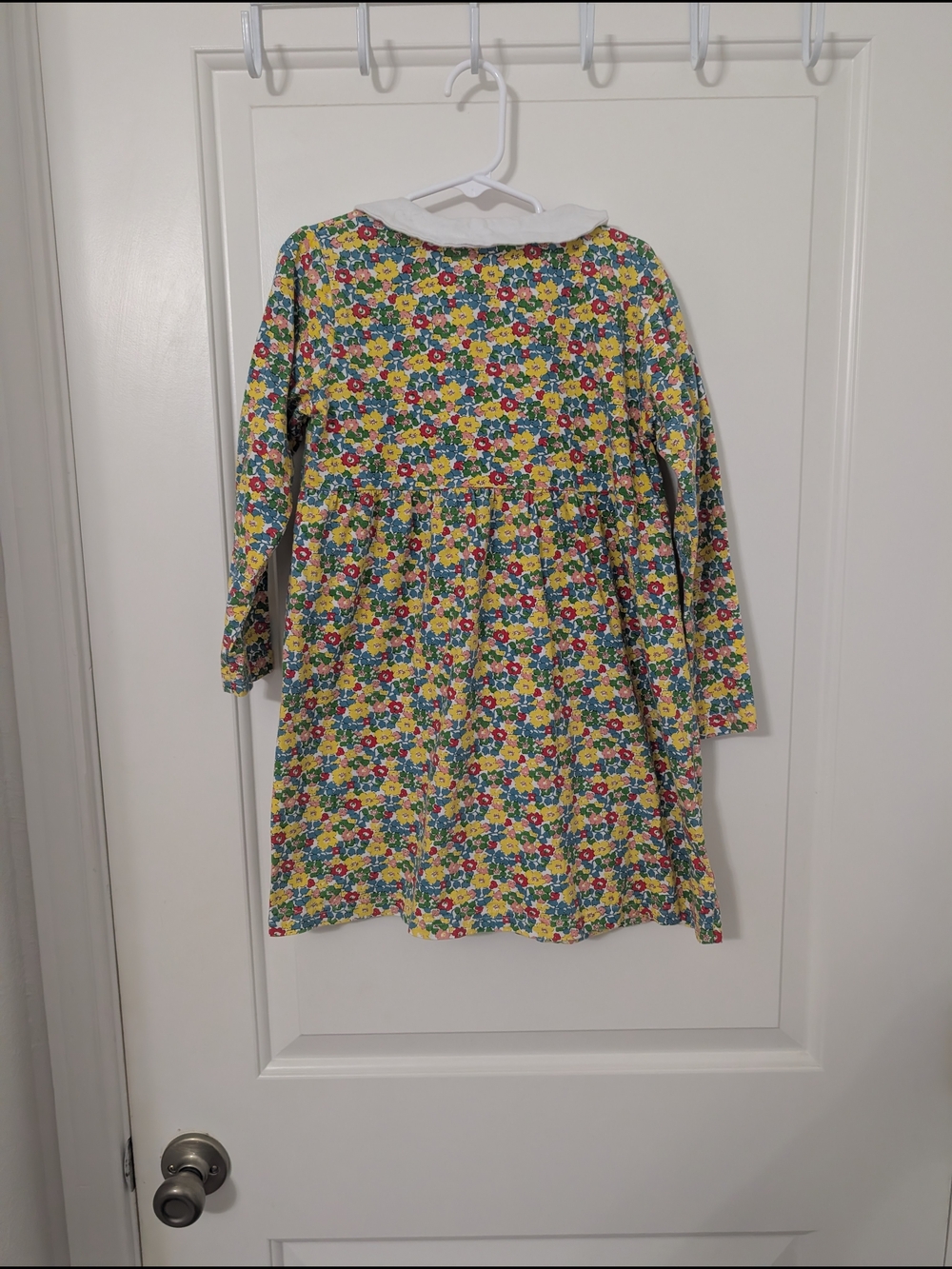 Mini Boden Inspired  Floral Long-Sleeve Dress With Peter Pan Collar